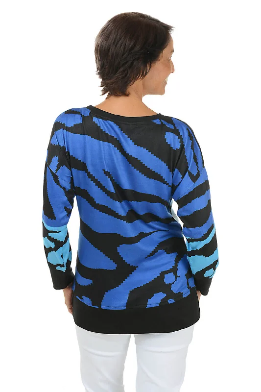 Colorblock Animal Print Knit Top