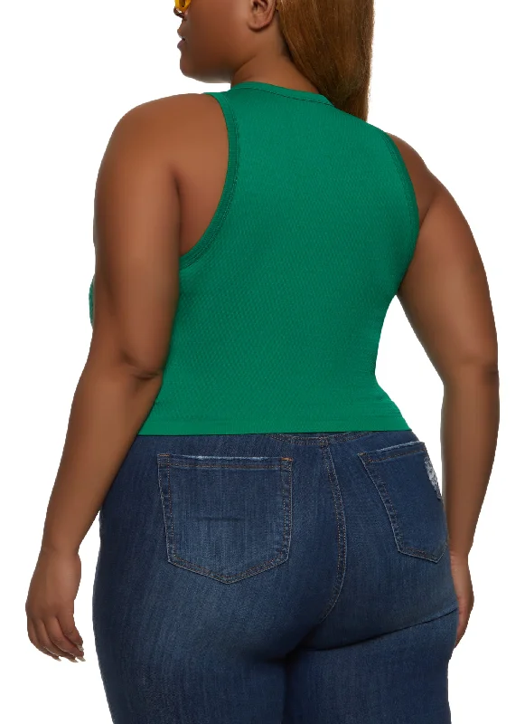 Plus Size Textured Knit Racerback Tank Top