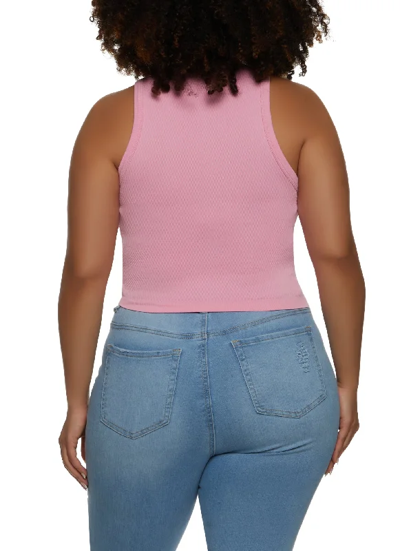 Plus Size Textured Knit Racerback Tank Top