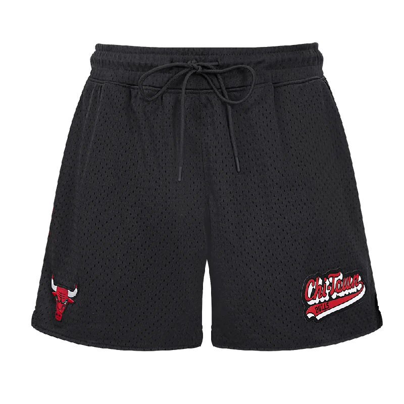 NBA CHICAGO BULLS SCRIPT TAIL WOMEN'S MESH SHORT (BLACK)