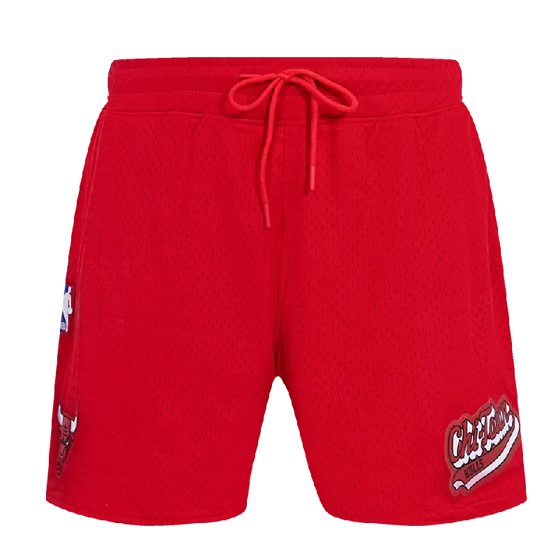 NBA CHICAGO BULLS SCRIPT TAIL WOMEN'S MESH SHORT (RED)