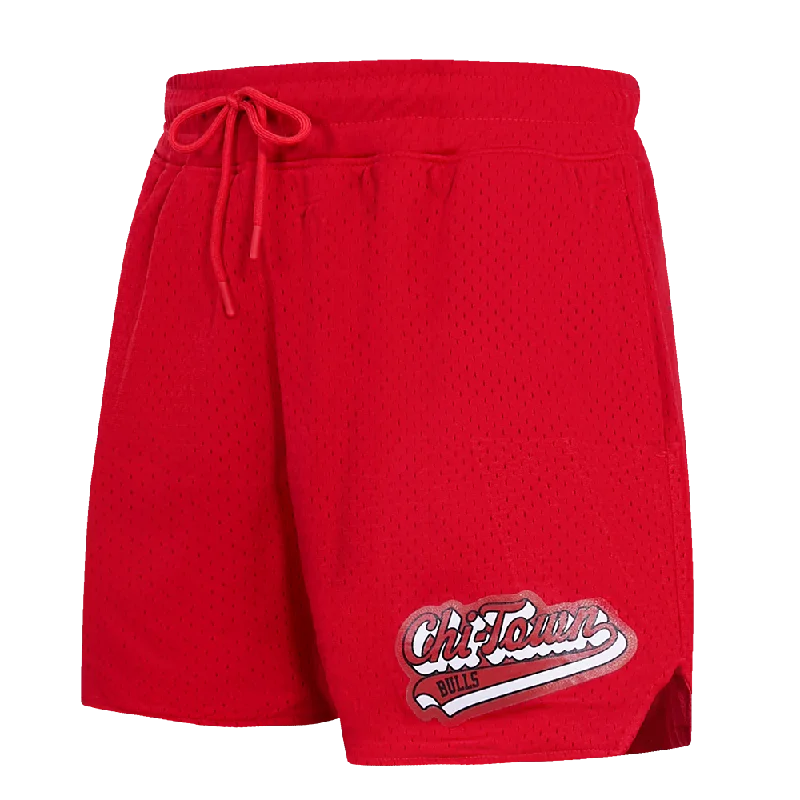 NBA CHICAGO BULLS SCRIPT TAIL WOMEN'S MESH SHORT (RED)