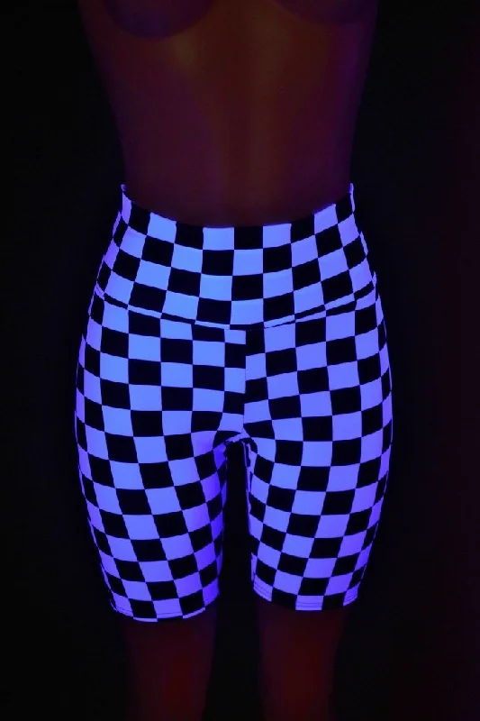 Black & White Check Bike Shorts