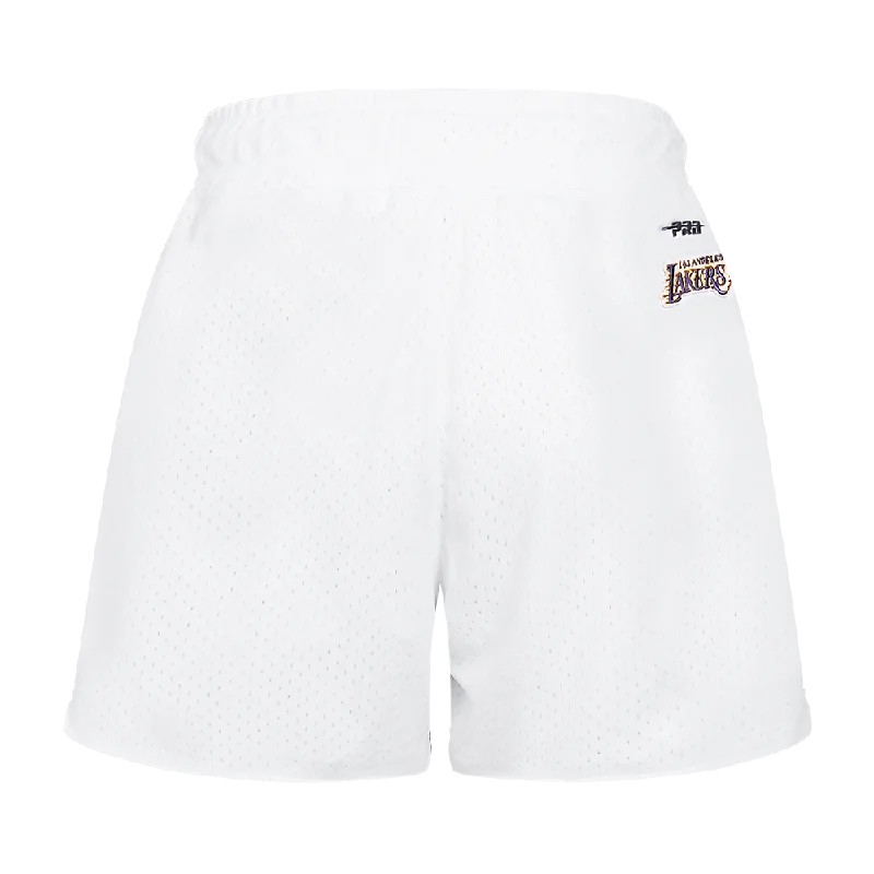 NBA LOS ANGELES LAKERS SCRIPT TAIL WOMEN'S MESH SHORT (WHITE)