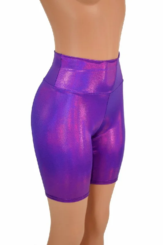 Purple Holographic Bike Shorts