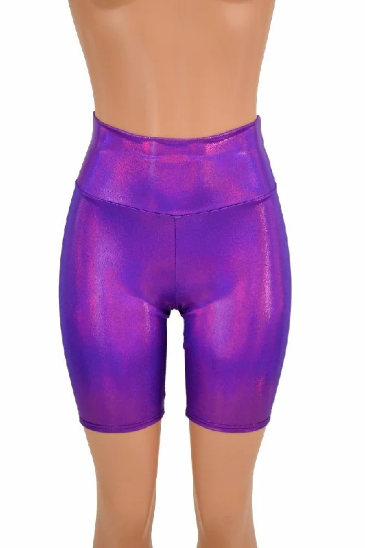 Purple Holographic Bike Shorts