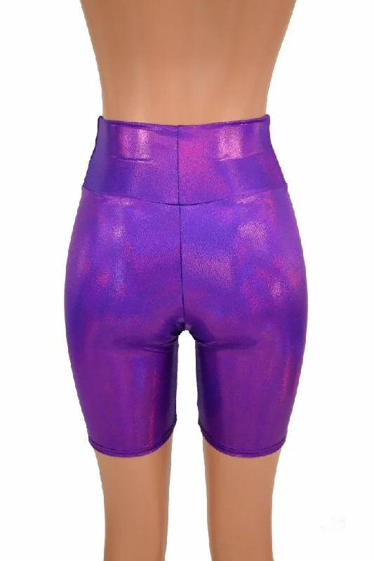 Purple Holographic Bike Shorts