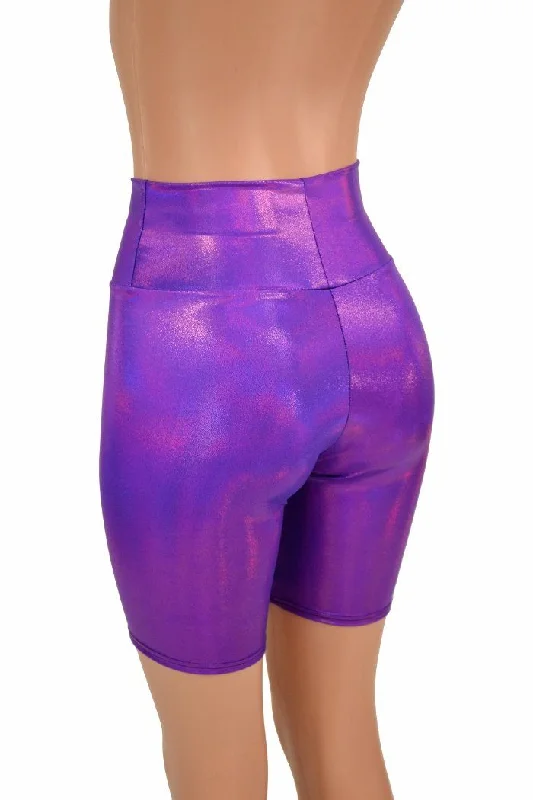 Purple Holographic Bike Shorts