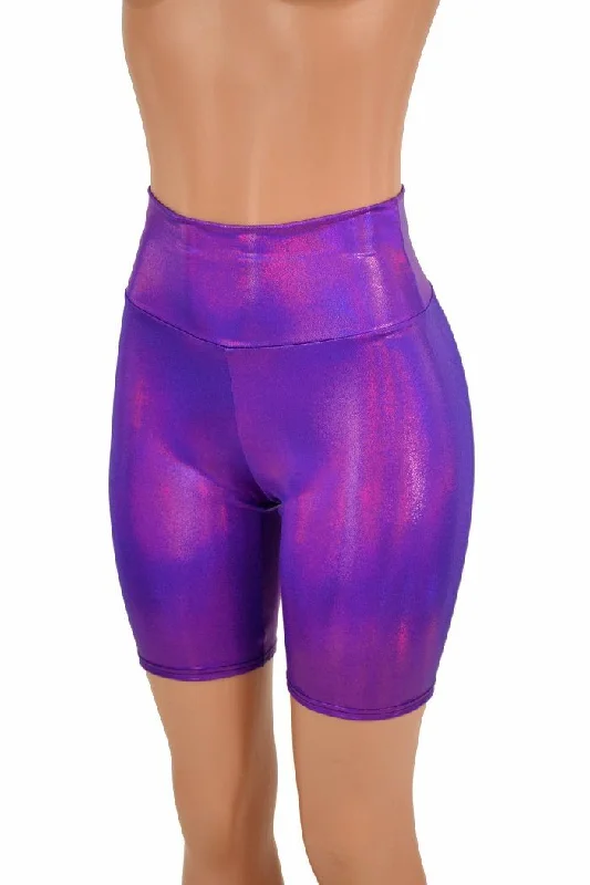 Purple Holographic Bike Shorts