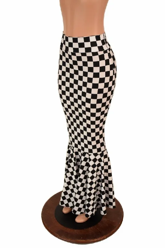 Black & White Check Mermaid Skirt