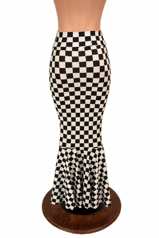 Black & White Check Mermaid Skirt