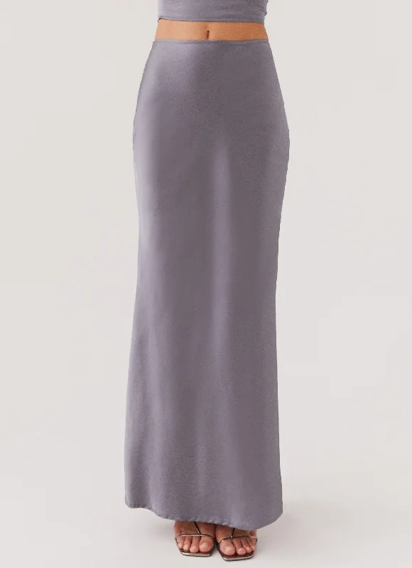 Josefina Satin Maxi Skirt - Slate