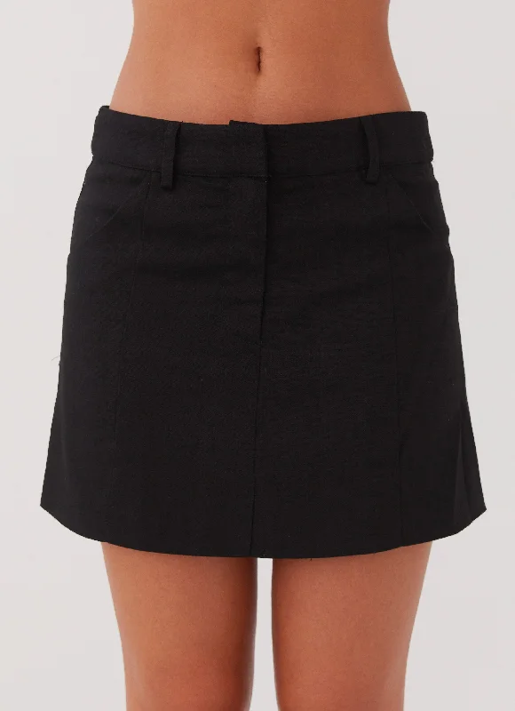 Marissa Linen Mini Skirt - Black