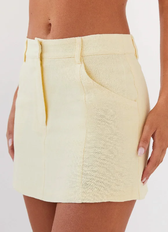 Marissa Linen Mini Skirt - Lemon