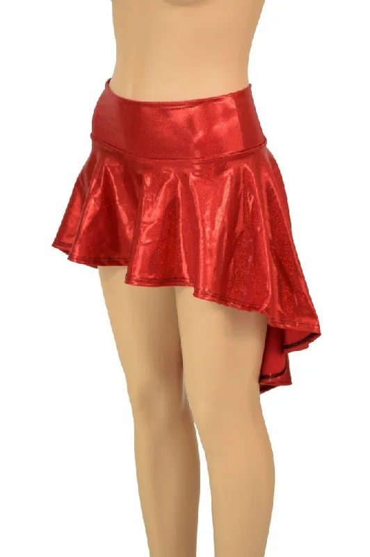 Red Sparkly Jewel Hi Lo Rave Skirt