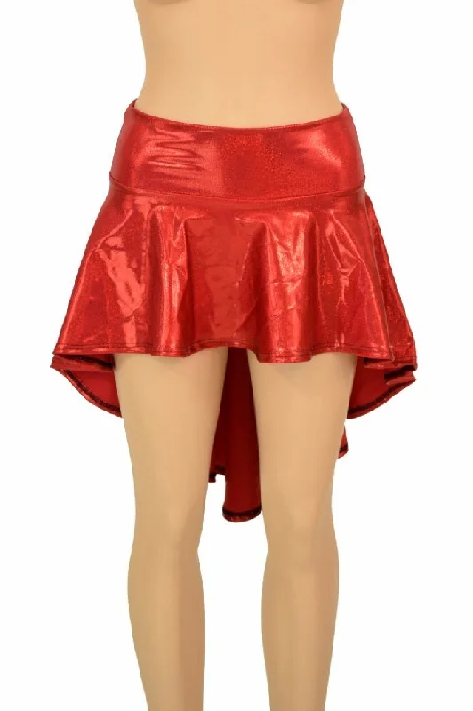 Red Sparkly Jewel Hi Lo Rave Skirt