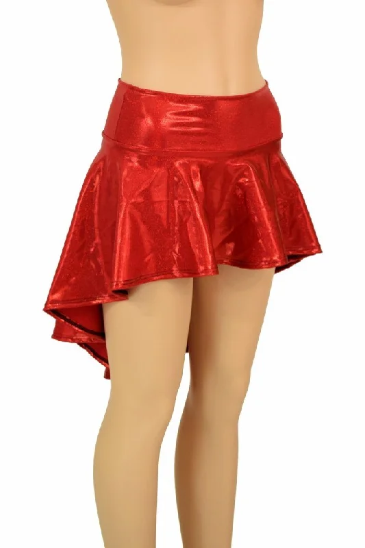 Red Sparkly Jewel Hi Lo Rave Skirt