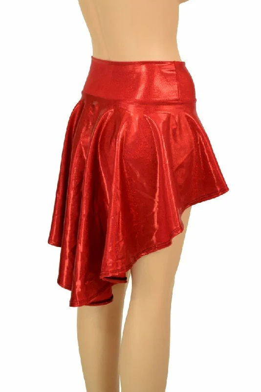 Red Sparkly Jewel Hi Lo Rave Skirt