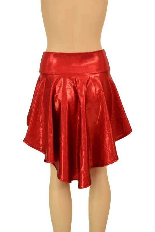 Red Sparkly Jewel Hi Lo Rave Skirt