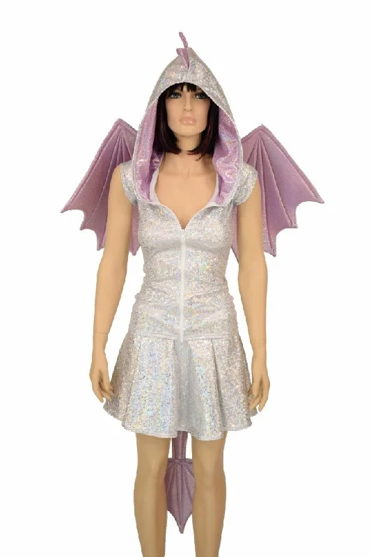 Silvery White Dragon Hoodie & Skirt Set (+Wings & Tail!)