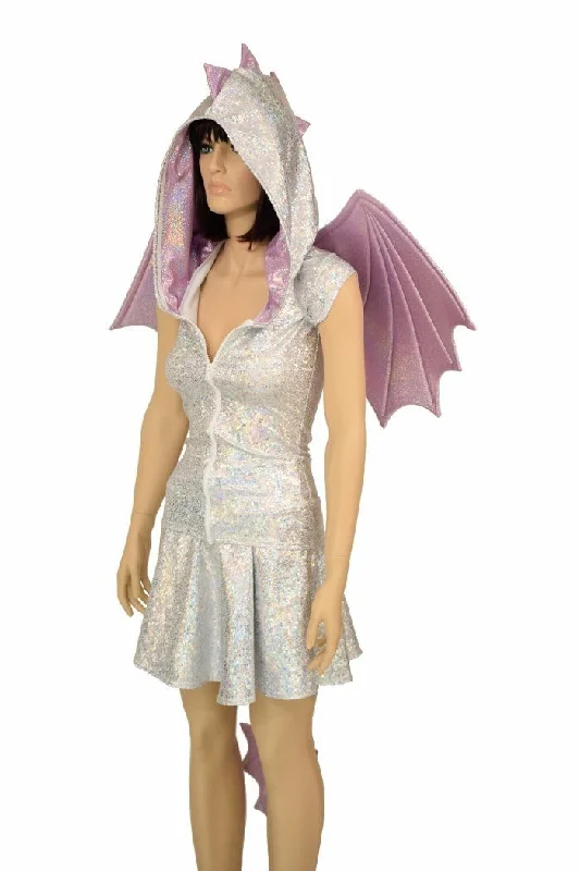 Silvery White Dragon Hoodie & Skirt Set (+Wings & Tail!)