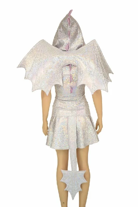 Silvery White Dragon Hoodie & Skirt Set (+Wings & Tail!)