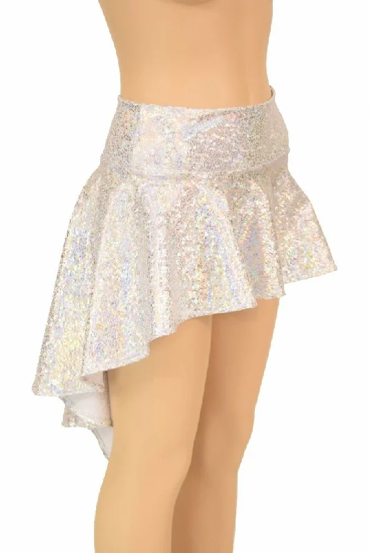 Silvery White Hi Lo Rave Skirt