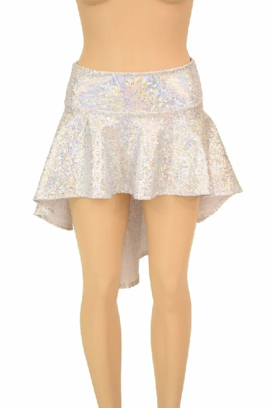 Silvery White Hi Lo Rave Skirt