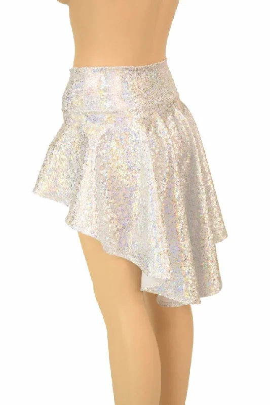 Silvery White Hi Lo Rave Skirt