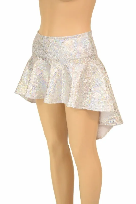 Silvery White Hi Lo Rave Skirt