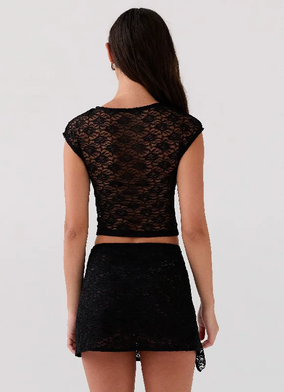 Tiffany Lace Mini Skirt - Black