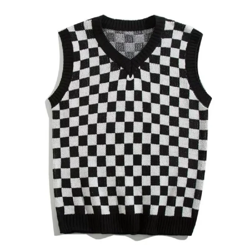 Artistic Checkerboard Knit Vest