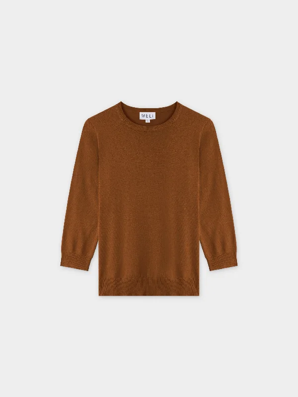 Basic Crew Sweater 3Q-Brown