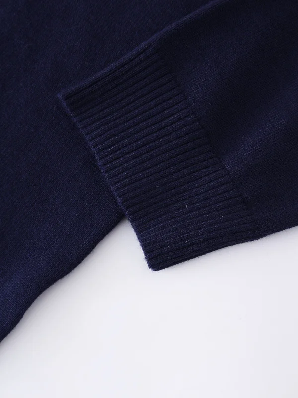 Basic Crew Sweater 3Q-Dark Navy