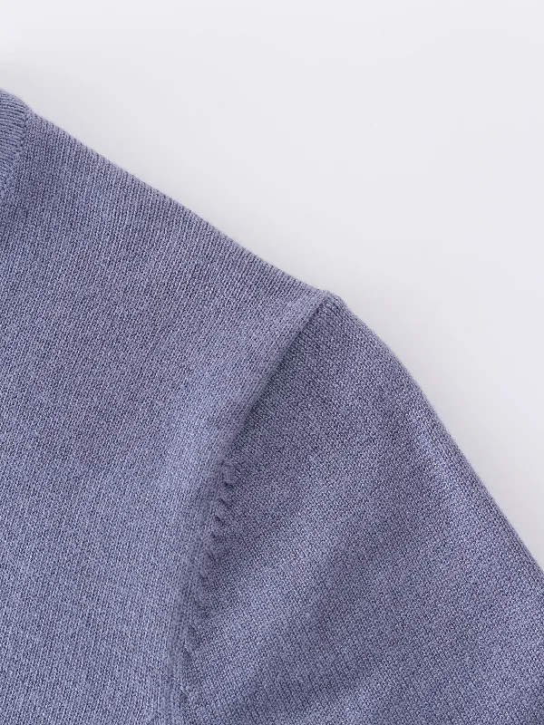 Basic Crew Sweater 3Q-Denim Blue