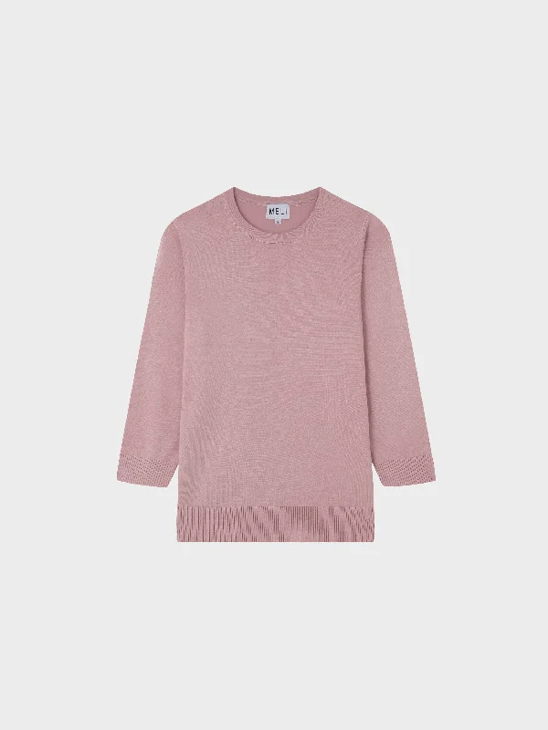 Basic Crew Sweater 3Q-Mauve