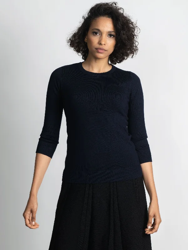 BASIC CREW SWEATER (3Q) - NAVY