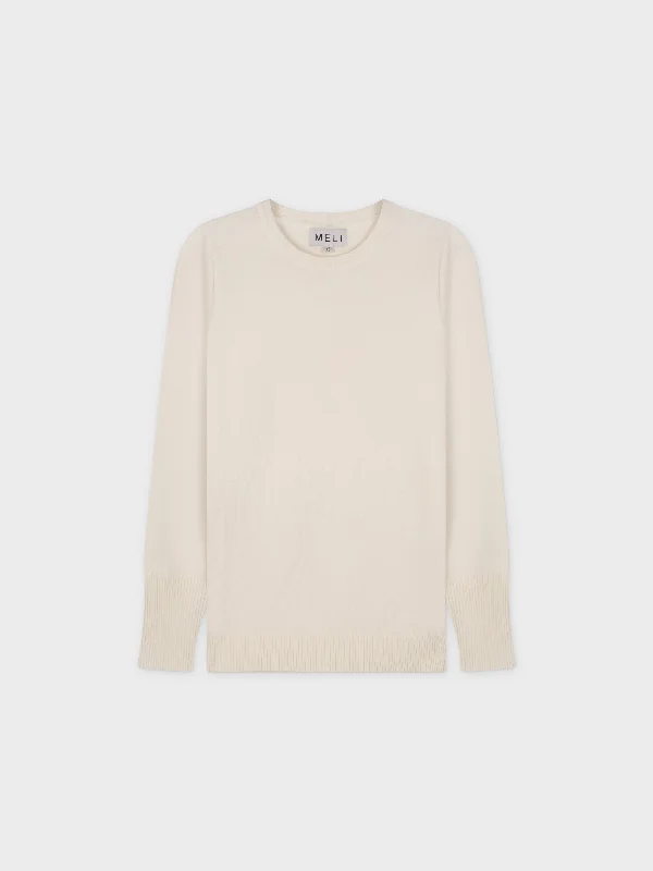 BASIC CREW SWEATER (LS) - CREAM