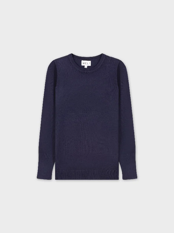 BASIC CREW SWEATER (LS) - NAVY