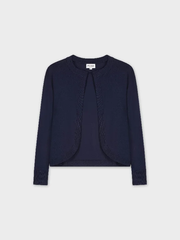 BANDED SHRUG-NAVY