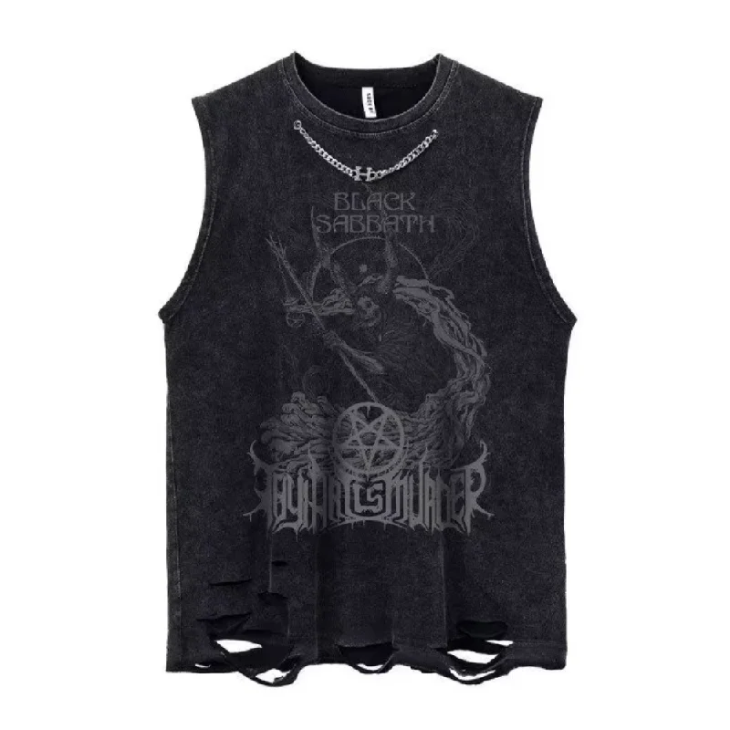 Dark Skull Ripped Cotton Vest