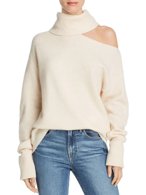 Raundi Womens Wool Blend Cut Out Turtleneck Sweater