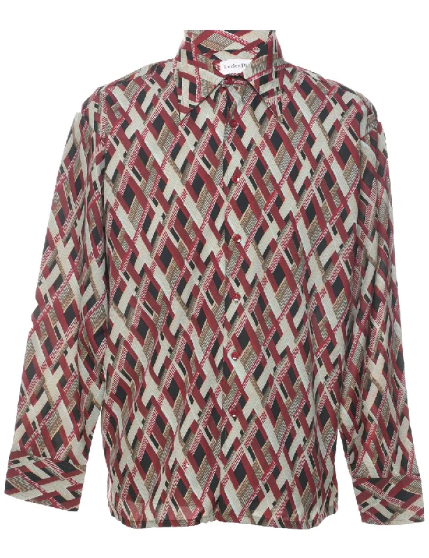 1970s Geometric Pattern Shirt - XL