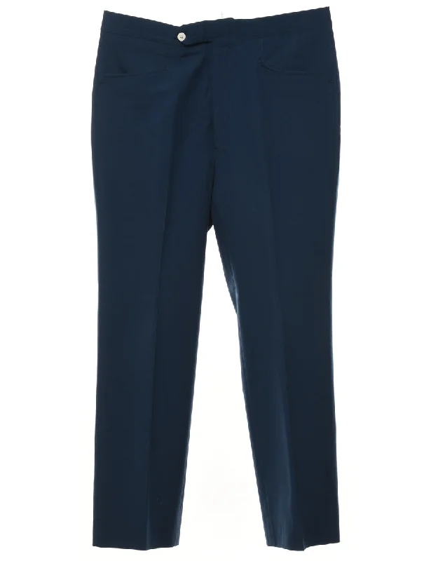 1970s Navy Classic Suit Trousers - W34 L28