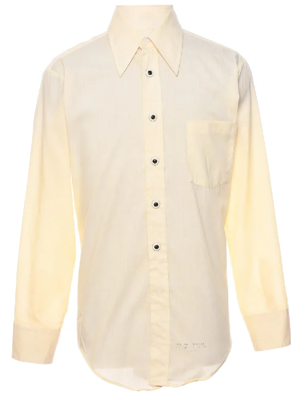 1970s Pale Yellow Shirt - M