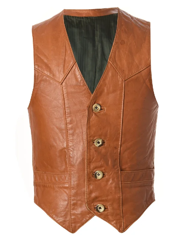 1980s Leather Waistcoat - S