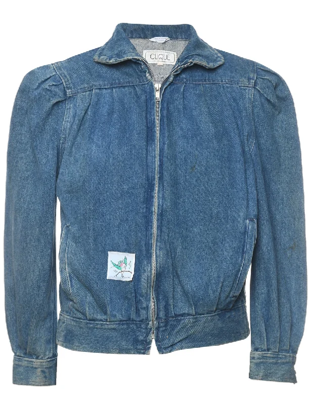 1980s Puff Sleeve Denim Jacket - M