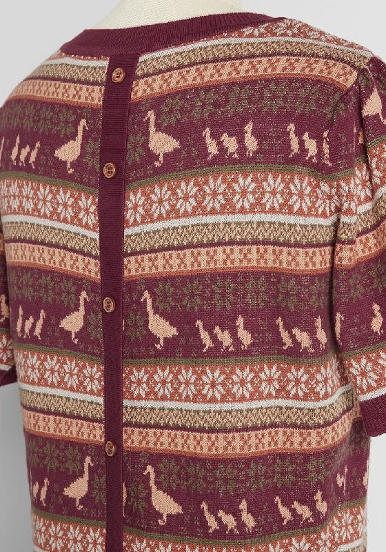 Follow Mother Goose Fair Isle Short Sleeve Sweater