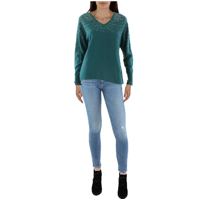 Sam and Jess Womens Knit Long Sleeve V-Neck Sweater