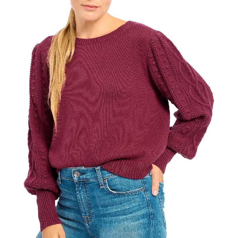 Splendid Womens Cupid Crop Open Stitch Crewneck Sweater